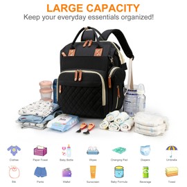 Awanhe Baby Diaper Bag Backpack with Changing Station, Waterproof Baby Bags for Boys Girls, USB Charging Port, Baby Shower Gifts, Black