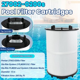 27002-0200S Pool Filter Cartridges, Compatible with Sta-Rite 27002-0200S System 2 PLM200 Modular Media Pool and Spa D.E.Filter, with 24800-0121 Air Bleed Assembly, 200 sq. Ft