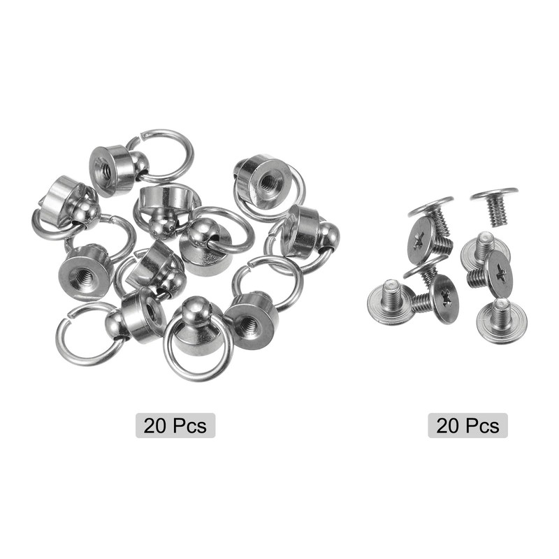 sourcing map 20pcs O Ring Brass Round Head Rivets Studs