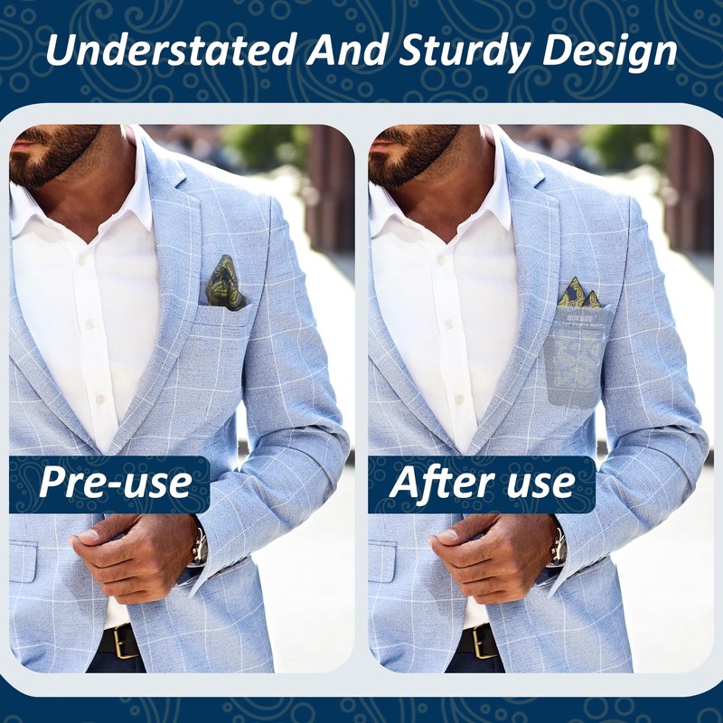 BOKUGE Pocket Square Holder,Keeps Pocket Squares for Men in Place，Fashionable