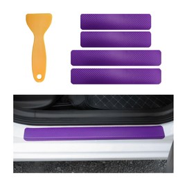 Yourkar 4 PCS Car Door Sill Protector, 3D Carbon Fiber Door Edge Threshold Wrap Film Vinyl Cover, Anti Collision Scratch Strip Bumper Door Entry Guard Scuff Sticker, Car Accessories (Purple)