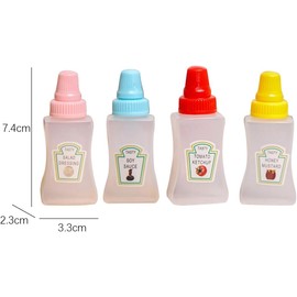4Pcs Colorful Containers Bottle Sauce Salad Bottle Empty Portable Reusable Multifunctional Honey Bottles Storage Mini Ketchup Bottles for bbq Outdoor Condiment Squeeze Bottles