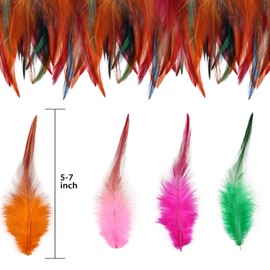 Feathers for Crafting,240pcs 5-7inch Colorful Craft Rooster Feathers,Saddle Hackle Feather,Bulk Feathers for Wedding Home Party,Dream Catcher Supplies and DIY Crafts