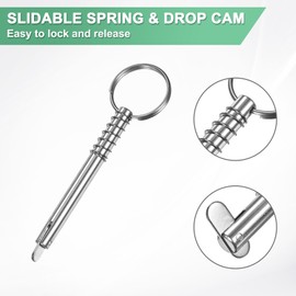 M METERXITY 4-Pack Quick Release Pins, 316 Stainless Steel 8mm Dia., 66mm Usage Length Bimini Top Pin with Drop Cam & Spring for Deck Boat/Canopy, Marine Hardware