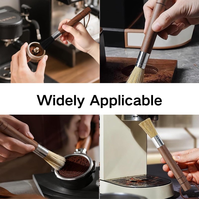 coffee grinder cleaner Brush Set, Walnut Wood Handle Espresso Cleaning