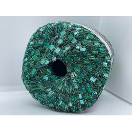 Berlini Ladder Ribbon Glitter Yarn - 50 Grams (1.75 Ounces), 142 Yards #131 Green Tourmaline - Greens with Gold Metallic Accent