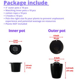 LaLaGreen Wall Planters for Indoor Plants - 10 Pack, 4 Inch Black Self Watering Pots, Wall Mount Planter Holder, Modern Hydroponic Wall Hanging Pots Vertical Live Plant Wall Living Plant Wall Garden