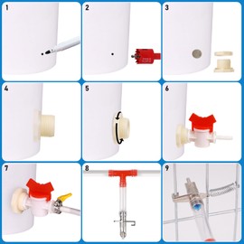 KHEARPSL Automatic Rabbit Watering System Kit Rabbit Water Dispenser Include 12 Nipple Drinker, Hose, Connector, Hole Opener, Small Animal Water Feeder (Silver, 12 Nipple Drinker Kit)