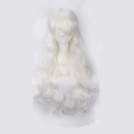 Wig, Long, Curly Hair, Full Wig, Universal Style, Choose from Three Colors, Long Curl, Color Wig, Colorful, Heat Resistant Wig, Costume Accessory, Wig Wig, Long Wig, Cosplay, Includes Wig Net, White