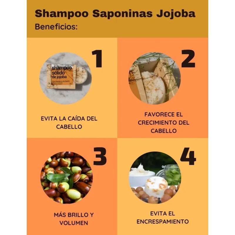 Shampoo Solido Jojoba Con Karite Anticaida Fortalecimiento
