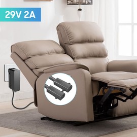 CASIMY 29V 2A Power Supply Transformer Wall Charger for Electric Reclining Furniture, Power Recliner, Lift Chairs, Sofa, Sectional, Couch, Loveseat Power Cord Y Splitter Cable 2-Pin