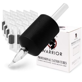 WARRIOR Tattoo Tubes/Disposable Tattoo Grip with Long Tip Made of Soft Rubber 25 mm Round/Liner Shader Pack of 20 (1.0/9R)