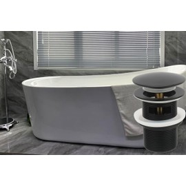 Matte Black Freestanding Bathtub Drain Stopper, Suitable for Most Bathtubs, Compatible with Drain Rough-in Kit