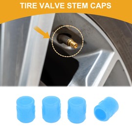 Partuto 4 Pcs Cattle Pattern Tire Valve Stem Caps for Car Truck Motorbike Bicycle Tyre Valve Dust Covers Decorative Polystyrene Blue 8x17mm