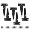 Rierdge 6 Pcs 4 Inch T Strap Hinges, Black Heavy