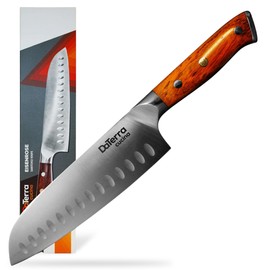DaTerra Cucina - 7 Inch Santoku Knife – German Steel Professional Kitchen Knife with Ergonomic Rosewood Handle, Sharp, Durable, Rust Proof, Easy to Clean | Ideal for Chopping, Slicing & Dicing