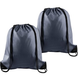 KUUQA 2 Pcs Gray Drawstring Backpacks, 40cm*34cm/15.7"*13.4", Gym, Travel, Outdoor Activities