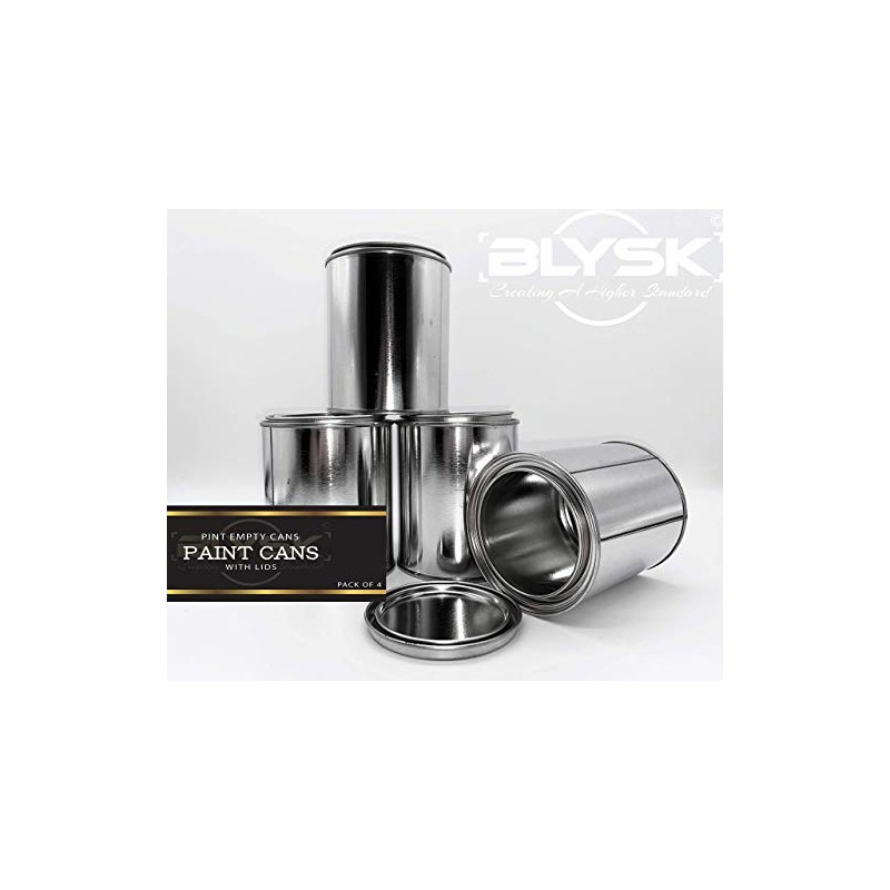 BLYSK Empty Metal Paint Cans with Lids, (Pint Size, 6