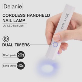 Delanie Handheld UV Light for Gel Nails, Rechargeable Portable Cordless Mini UV LED Nail Lamp Small Nail Dryer Curing Light for Gel Nail, White