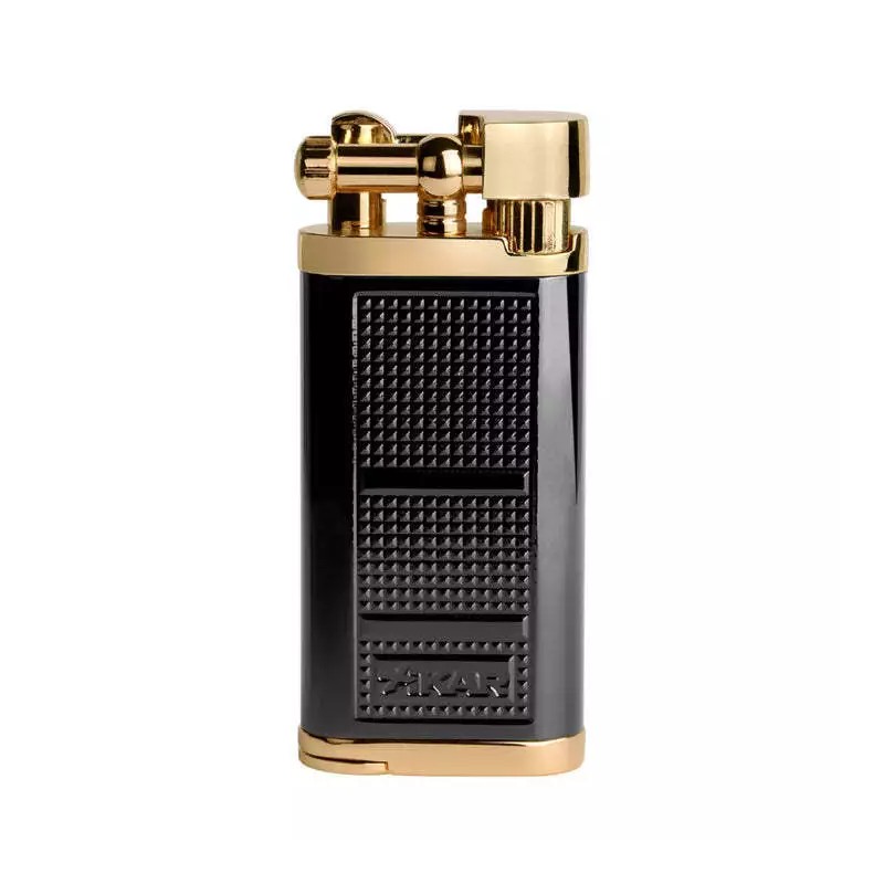 XIKAR Pipeline Soft Flame Lighter, Flint ignition, Black Gold, Lifetime