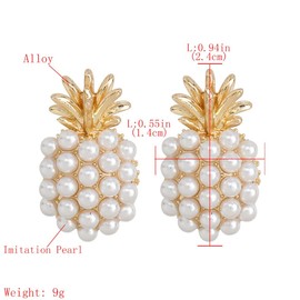 Pineapple Fruit Earrings, Pearl Pineapple Dangle Earrings for Women, Bohemian Beaded Pineapple Statement Earrings Pineapple Boho Jewelry, Tropical Fruits Pineapple Drop Earrings