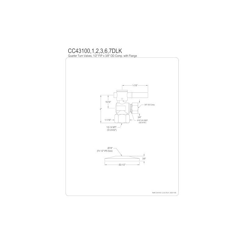 Kingston Brass CC43100DLK Angle Stop Valve, Matte Black