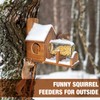 Squirrel Feeder with Ladder, Wood Squirrel Feeders for Outside, Funny