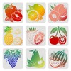 FINGERINSPIRE 9 Pcs Fruits Stencils 7.87x7.87inch Plastic Lemon Watermelon Stencils