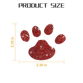 4PCS Crystal Car Decoration Stickers, Bling Rhinestone Dog Paw Print, Waterproof Sparkly Dog Cat Footprint Decal, Car Bumper Window Laptops Decor, Auto Accessories for Women Girl (Red)