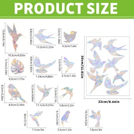 HORREX Pack of 32 Bird Protection Stickers for Windows, Bird Anti-Collision Window Stickers, Prism Window Stickers, Large Bird Window Decals, Soft Anti-Collision Stickers for Protection