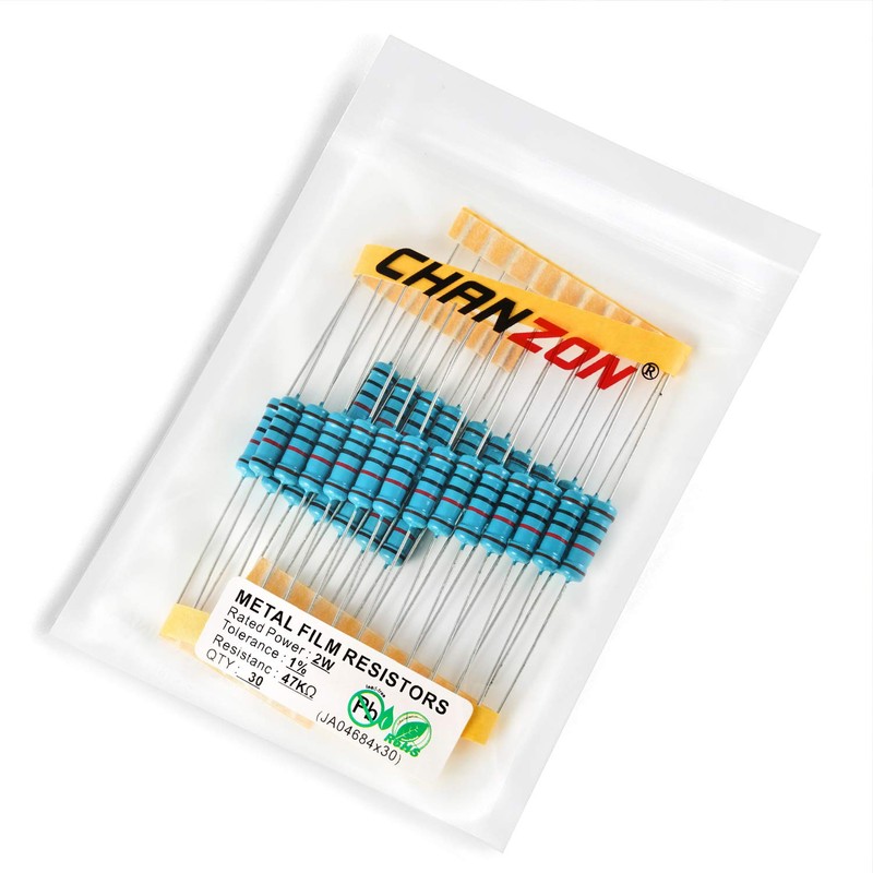 Chanzon 30pcs 2W 47K Ω ohm Metal Film Fixed Resistor