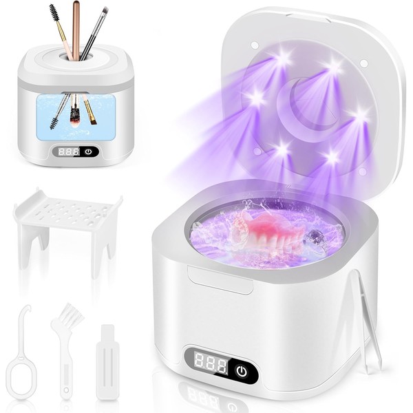 Charmofun Ultraschallreinigungsgerät, 49000Hz 340ML Ultraschallreiniger mit UV-Licht, 24W Ultrasonic Cleaner