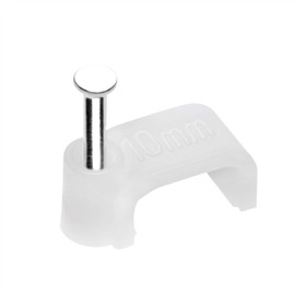 Mini Skater 10mm Square White Nylon Wire Cable Clips Electrical Ethernet Cord Clamp Management with Steel Nail,200Pcs