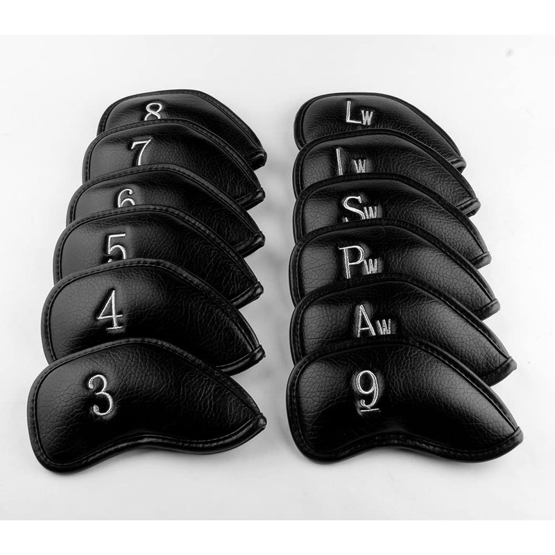 BIG TEETH Golf Iron Head Covers 12pcs/set 3-9,Pw,Aw,Sw,Lw,Lw Mens Hook