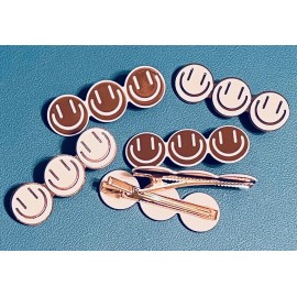 Unbranded (2) SMILEY FACE HAIR CLIPS- Cream, Brown - Hair Accessories, Barrettes NEW!
