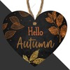 "Hello Autumn" Black MDF Hanging Heart Plaque - Stunning Autumn