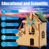 Solar Powered Wooden Puzzle,DIY Assembly Windmill House,3D Construction Toy,STEM Educational