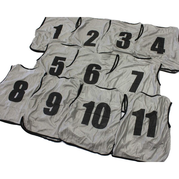 Bibs No. 1-11, Set of 11, 3 Sizes, 11 Colors, Futsal, Soccer, Basketball, Events, etc., Storage Bag Included