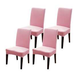 Celevingne Dining Room Chair Covers Set of 4, Large Thick Stretch Soft Spandex Removable Washable Solid Color Chair Slipcovers Protector for Dining Room,Hotel,Ceremony (Pink, 4 Pack)