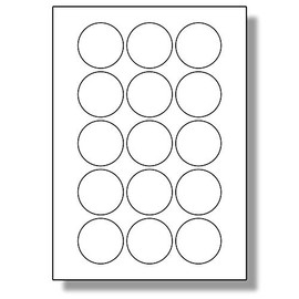 Label Planet® 15 Per Page/Sheet, 5 Sheets (75 ROUND GLOSS Sticky Labels), Medium Sized White Glossy A4 Product Pricing/Jam Jar Stickers, Works with Laser Printers Only, LP15/51R GW, 51MM ⌀ Circles