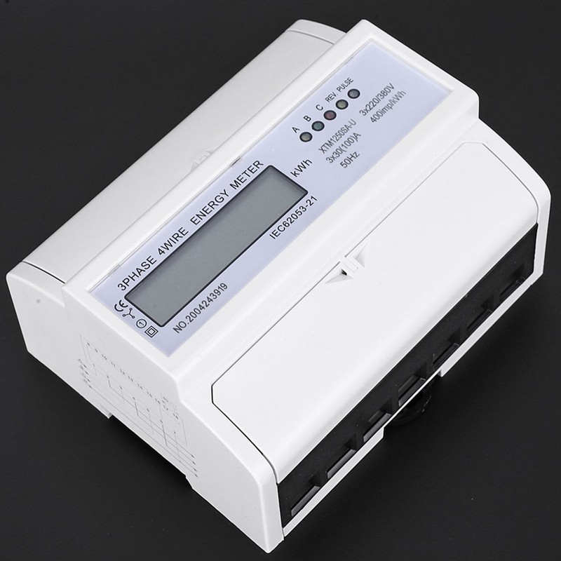Digital 3 phase 4 Wire 7P Din Rail Electric Meter