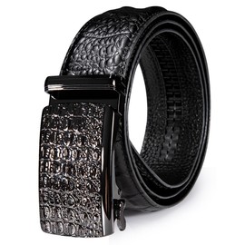 Barry.Wang Brown Ratchet Belts Men Crocodile Automatic Buckle Alligator Slide Genuine Leather Belts for Men Casual