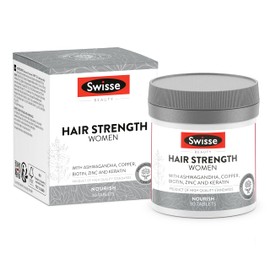 SWISSE Hair Strength Women – Nahrungsergänzungsmittel Frauen für Kräftiges Haar mit Zink, Biotin und Kupfer 30 Kapseln, Vitamine, Mineralien & Ergänzungsmittel mit Keratin, Haar Vitamine Made in Italy