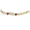 Happy 65TH Anniversary Banner Sign Gold Paper Glitter Party Decorations