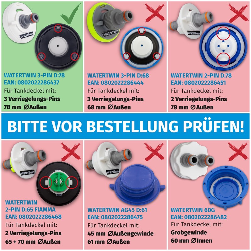 MaJoCompTec® Watertwin Fuel Cap with Water Connection | Water Tank