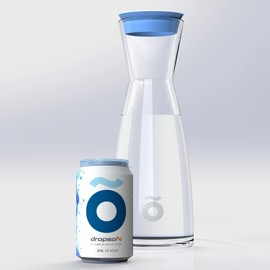 Dropson – Glass Water Jug with Filter – Model CrystalDrink – Glass Water Jug 1 L with Lid in Blue + Water Filter for Taps, Filter Can 300 Litres