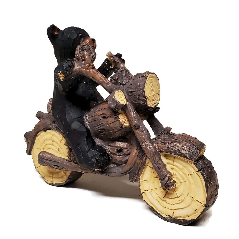 Lipco Black Bear Motorcycle Biker Figurine