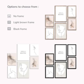 decomonkey Set of 6 posters without picture frames, natural plants, 4 x DIN A4 and 2 x DIN A3, living room, bedroom wall poster, blider collage, modern wall decoration, green eucalyptus, motivational