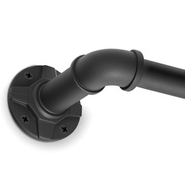 Industrial Blackout Curtain Rods for Windows 120-170 inch - 1" Heavy Duty Wrap Around Drapery Rod, Ceiling Mounted Room Divider, Adjustable Black Metal Pipe Rod for Indoor/Outdoor, Patio, Farmhouse