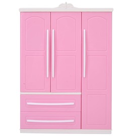 3-Door Dollhouse Wardrobe Dolls Furniture Accessories for Dolls Girls Toys Gift